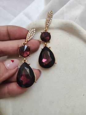 گوشواره مجلسی با نگین بنفش