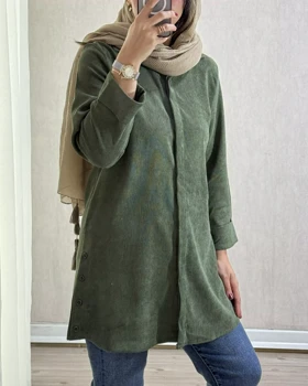 مانتو بغل دگمه مخمل کبریتی 1