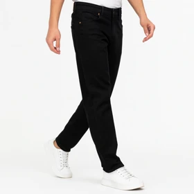 شلوار جین راسته مردانه مشکی با پارچه جین کشی استایل شیک و مینیمال کد 5024