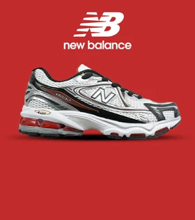 کفش کتانی مردانه و زنانه سفید قرمز مشکی NEW BALANCE 1064 مدل 6741