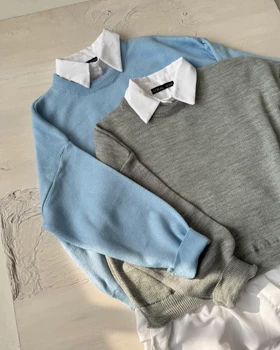 بلوز بافت یقه شومیزی کد 150091