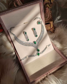 سرویس جواهری لوکس نگین زمرد s33