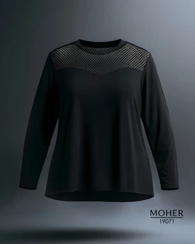 بلوز زنانه سایز بزرگ پنبهای با یقه توری