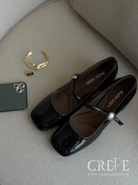 کفش ورنی یراق بیضی پاشنه 6 سانت