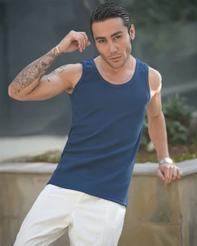 رکابی تنک تاپ ساده کوپ آیسان اسلامی آبی نفتی