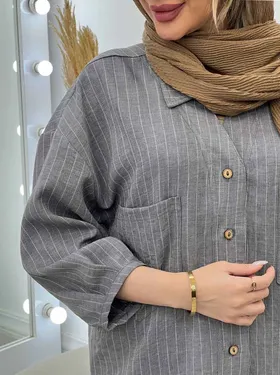 مانتو راه راه دو جیب آستین پیله