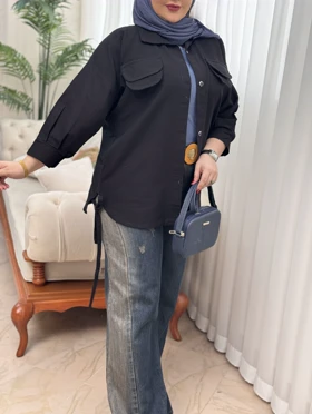 مانتو لینن بغل بندی 3084