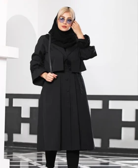 ست کت سارافون لینن جلو دکمه کمربند دار (ارسال 3 روز)