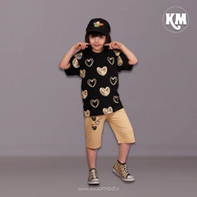 تیشرت شلوارک دخترانه قلب