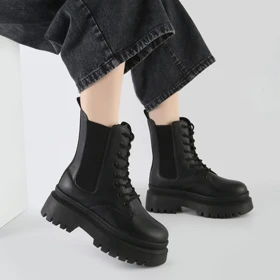 بوت و نیم بوت زنانه و دخترانه مدل بندی بغل کش رنگ مشکی کد M676