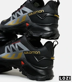 کفش کتانی مردانه و زنانه مشکی نقره ای Salomon waterproof