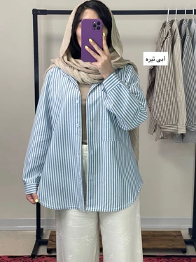 پیراهن دکمه دار یقه مردانه نخی
