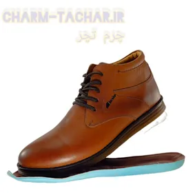نیم بوت مردانه بندی ساده چرم طبیعی عسلی