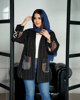 کت دخترانه مدل ژاکارد نوار اوریب کوک دوزی