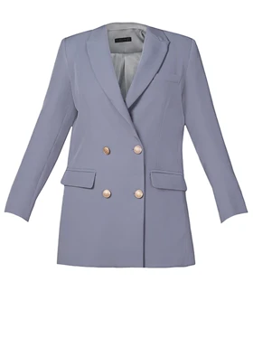 کت زنانه یقه انگلیسی کرپ مازاراتی دکمه دار آمینا