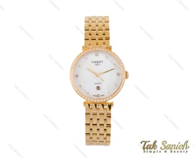 ساعت تیسوت زنانه طلایی نگین‌دار Tissot-3852-L