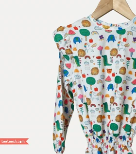 پیراهن سفید طرح حیوانات