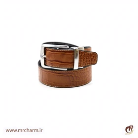 کمربند دورنگ چرم کروکودیلی mrc118-07