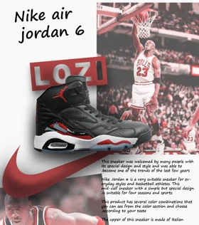 کفش کتانی ساق‌دار مردانه مشکی قرمز Nike air jordan 6