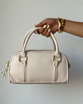 کیف دستی دو زیپ کد 1100226 (کرم)