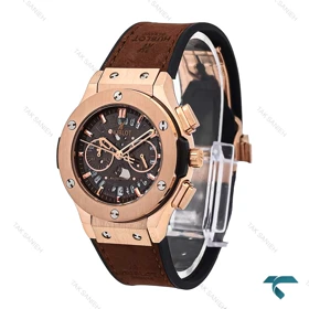ساعت هابلوت زنانه رزگلد بند چرم قهوه ای صفحه اسکلتون Hublot-6417-L