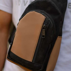 بادی بگ مشکی کرم چرمی کد K166