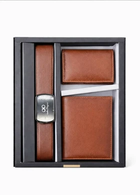 ست کیف و کمربند قهوه ای مدل M101