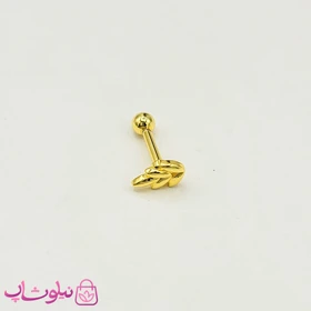 پیرسینگ گوش طرح برگ طلایی