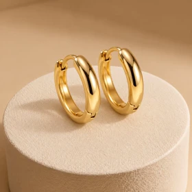 گوشواره حلقه‌ای کلاسیک ژوپینگ طلایی (سایز بزرگ)
