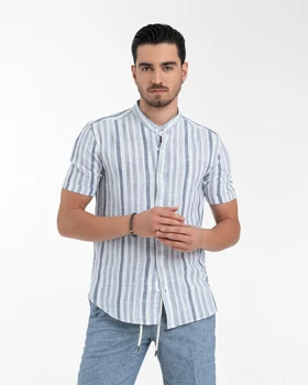 پیراهن لینن راه راه کد 1906