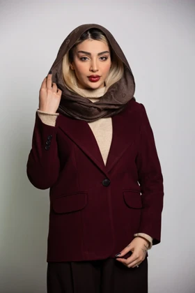 پالتو کت فوتر یقه پهن (زرشکی)