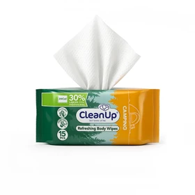 دستمال مرطوب کمپینگ پاک کننده بدن کلین آپ مدل 404B0216 بسته 15 عددی