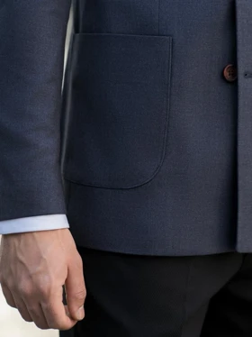 کت دبل برست جیب بزرگ آبی نفتی c185