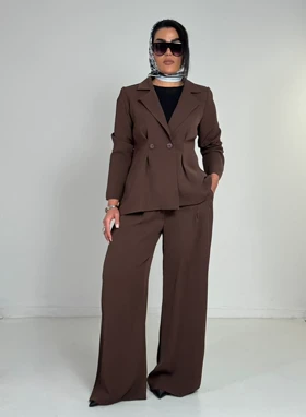 کت و شلوار دو دکمه کد 800022 (قهوه ای)