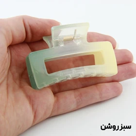 کلیپس دخترانه مدل مستطیل ساده دو رنگ کوچک (سبز کم رنگ)