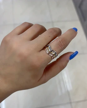 رینگ ساده موج دار دخترونه سه رنگ