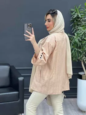 مانتو یقه انگلیسی آستین سه دکمه