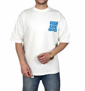 تیشرت آستین کوتاه مردانه سفید با چاپ پفکی