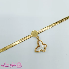 دستبند زنانه استیل مدل ماری رنگ طلایی با آویز پروانه کد 185