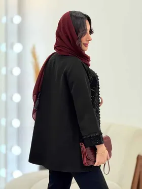 مانتو پولک دوزی جلو باز