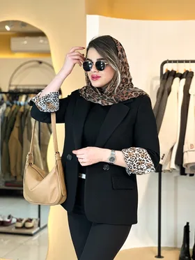 کت فوتر آستین پلنگی مشکی 120208