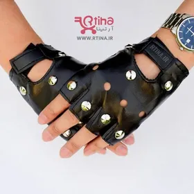 دستکش چرم انگشتی با پچ فلزی مدل T44