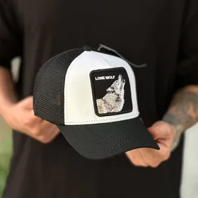 کلاه گورین lone wolf مشکی سفید