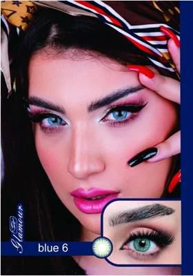لنز رنگی فصلی گلامور Glamour (Blue 6 (آبی عسلی))