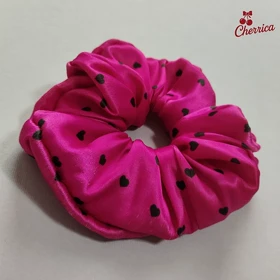 کش اسکرانچی ساتن سایز بزرگ طرح قلبی کد 12