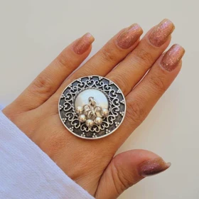 انگشتر ورشو طرح خورشید و آویز گوی
