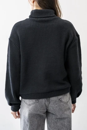 بافت یقه اسکی آستین بلند زنانه