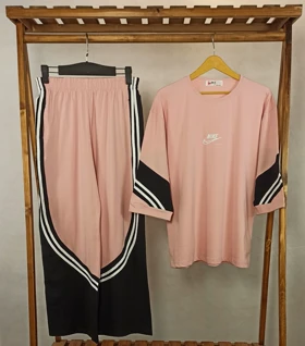 ست تیشرت شلوار لانگ (MG-12- 6172) (گلبهی)