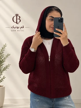 سویشرت بافت زنبوری کلاه دار_8140