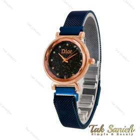 ساعت دیور زنانه بند حصیری سورمه ای رزگلد Dior-4462-L